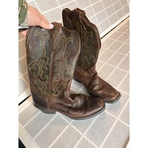 JUSTIN 9.5 Women Stampede Western Cowboy Cowgirl Boots Size 7.5B Turquoise